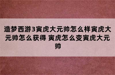 造梦西游3寅虎大元帅怎么样寅虎大元帅怎么获得 寅虎怎么变寅虎大元帅